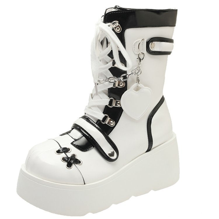 Buckle Thick Bottom Side Pull Short Boots