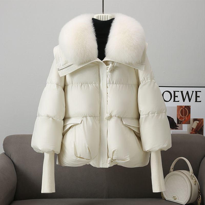 Cotton-padded Women's Short Fur Collar Coat