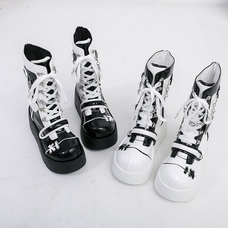 Buckle Thick Bottom Side Pull Short Boots