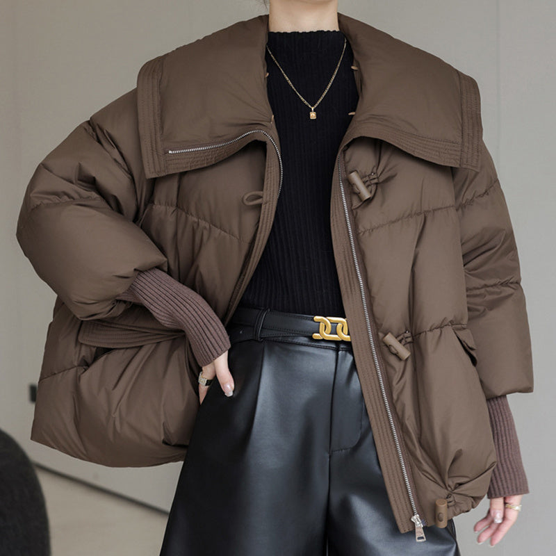 Cotton-padded Women's Short Fur Collar Coat