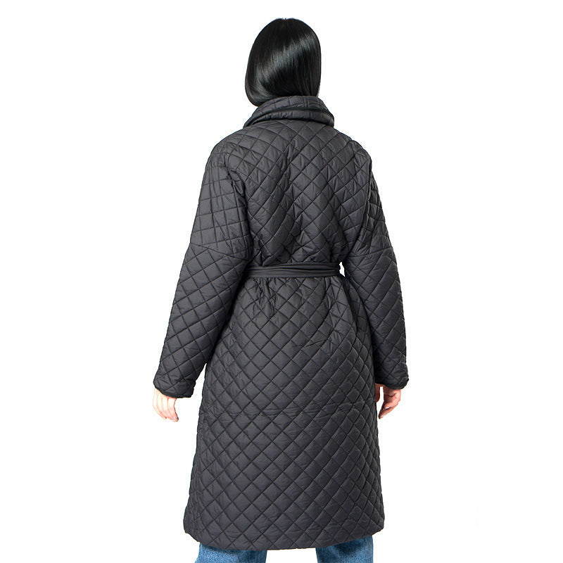 Women's Diamond Plaid Fitted Cotton-padded Coat