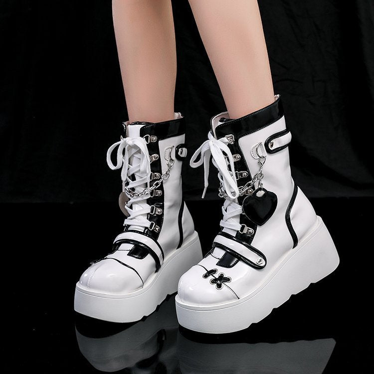 Buckle Thick Bottom Side Pull Short Boots