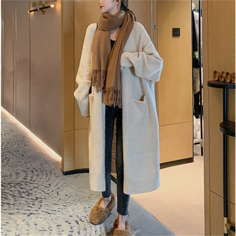 Women's Blue Sweater Fashionable Loose Outer Wear