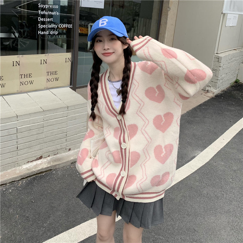 Knitted Soft Waxy Cardigan Sweater Jacket Loose And Lazy