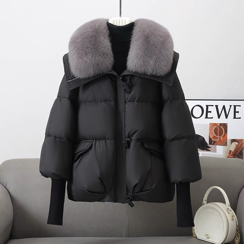 Cotton-padded Women's Short Fur Collar Coat