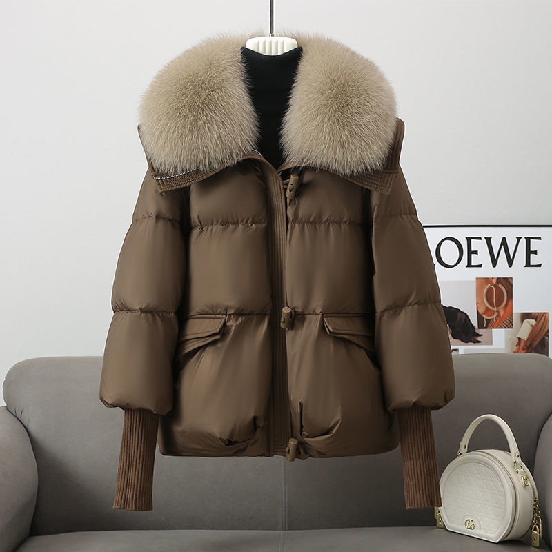 Cotton-padded Women's Short Fur Collar Coat