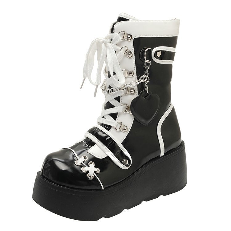Buckle Thick Bottom Side Pull Short Boots