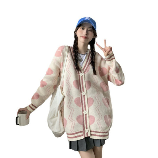 Knitted Soft Waxy Cardigan Sweater Jacket Loose And Lazy