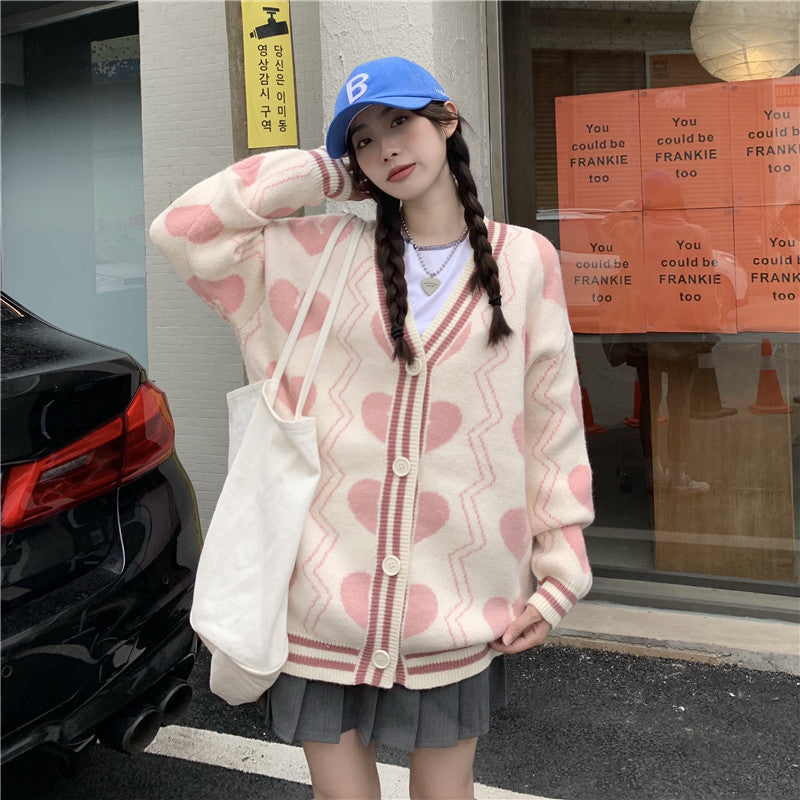 Knitted Soft Waxy Cardigan Sweater Jacket Loose And Lazy