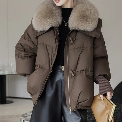 Cotton-padded Women's Short Fur Collar Coat