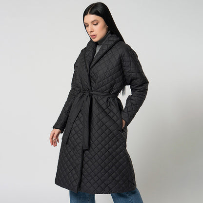 Women's Diamond Plaid Fitted Cotton-padded Coat