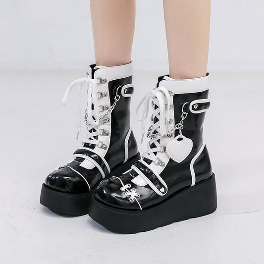 Buckle Thick Bottom Side Pull Short Boots