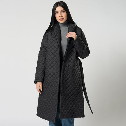 Women's Diamond Plaid Fitted Cotton-padded Coat