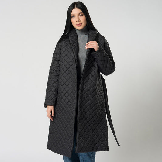 Women's Diamond Plaid Fitted Cotton-padded Coat
