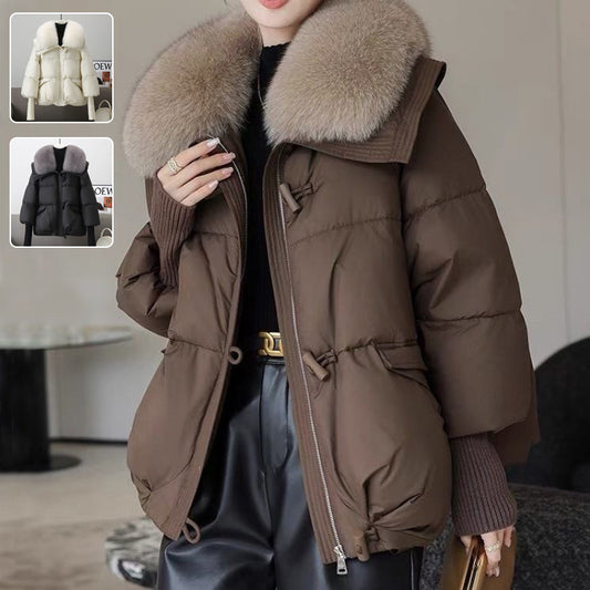 Cotton-padded Women's Short Fur Collar Coat