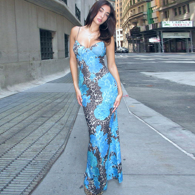 Fashion Female Printing Slip Dress Female