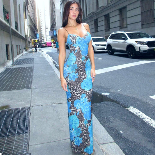 Fashion Female Printing Slip Dress Female