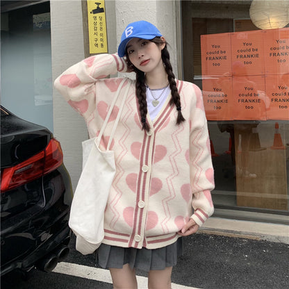 Knitted Soft Waxy Cardigan Sweater Jacket Loose And Lazy